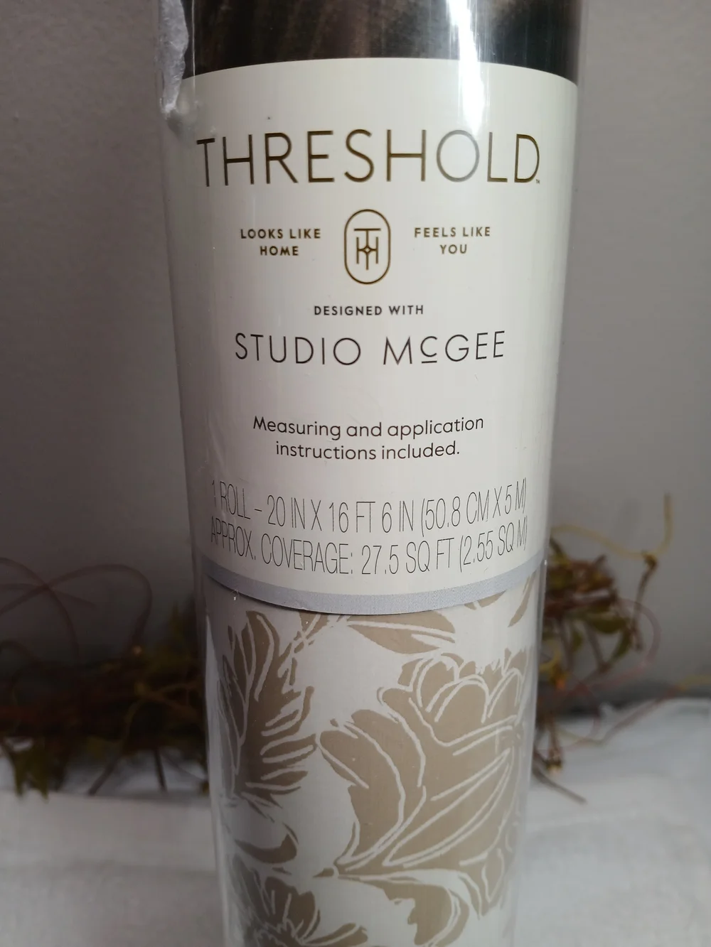 Threshold Studio McGee Floral Damask Wallpaper in Beige and Cream